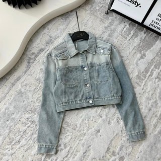  Áo khoác jeans dài tay dáng ngắn cúc vai áo bò khoác ngoài phối đồ dễ dàng có bigsize 