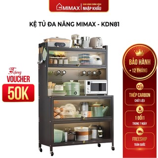 Kệ tủ đa năng mimax kdn81, kệ lò vi sóng lò nướng thép carbon cửa cánh trượt hàng nhập khẩu ảnh thật
