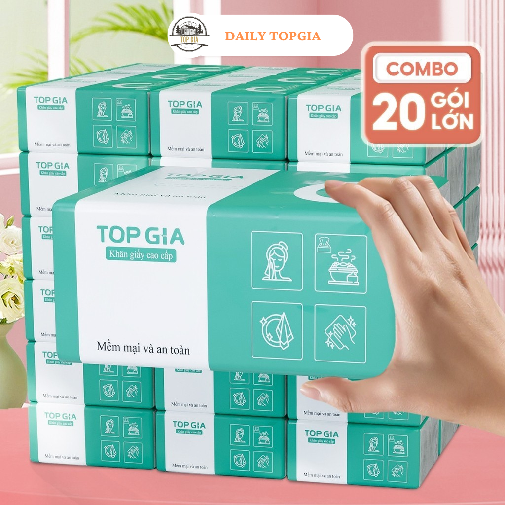 Giấy ăn rút lụa gói lớn Top Gia gói 100 rút 4 lớp siêu dai và không bị bụi giấy