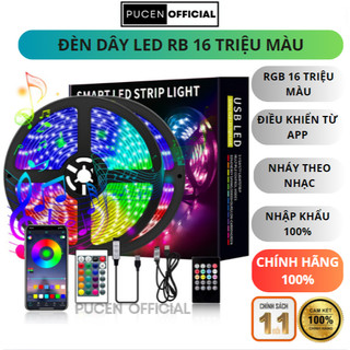 Đèn dây LED RGB 16 triệu màu bọc silicon tự dán điều khiển từ xa bằng app trang trí phòng bảo hành 6 tháng PUCEN