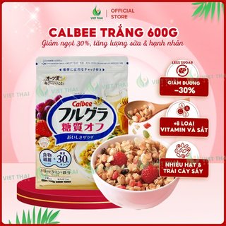 【MỚI T2/25】Ngũ cốc Calbee Trắng Ăn Kiêng Ít Đường Giảm Cân Nhật mix sữa chua hoa quả (600G)
