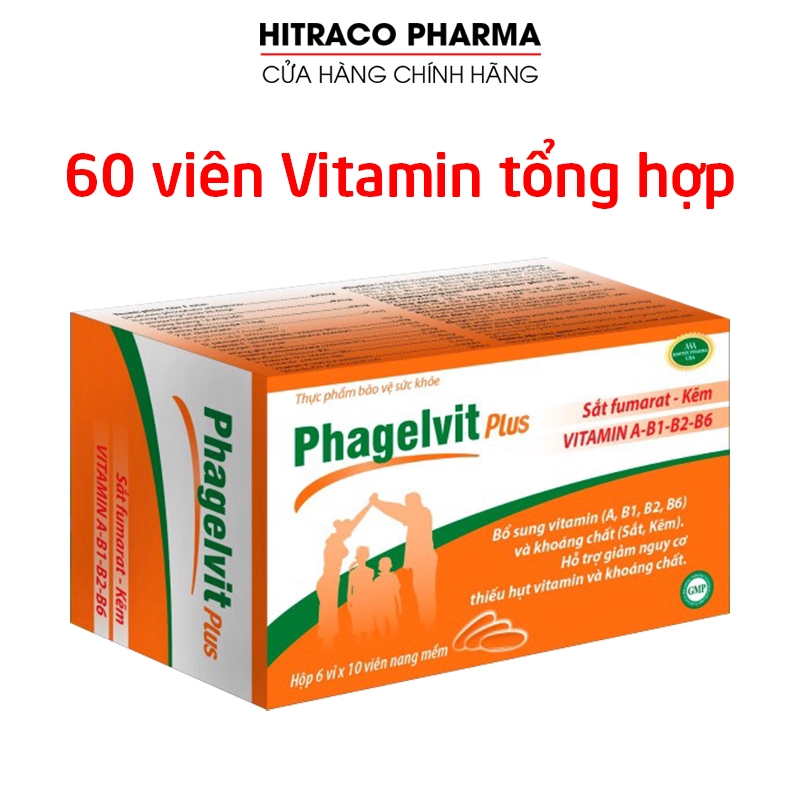 Vitamin tổng hợp và khoáng chất Phagelvit Plus (60 viên) tăng sức khỏe, sức đề kháng - Vỉ 60 viên