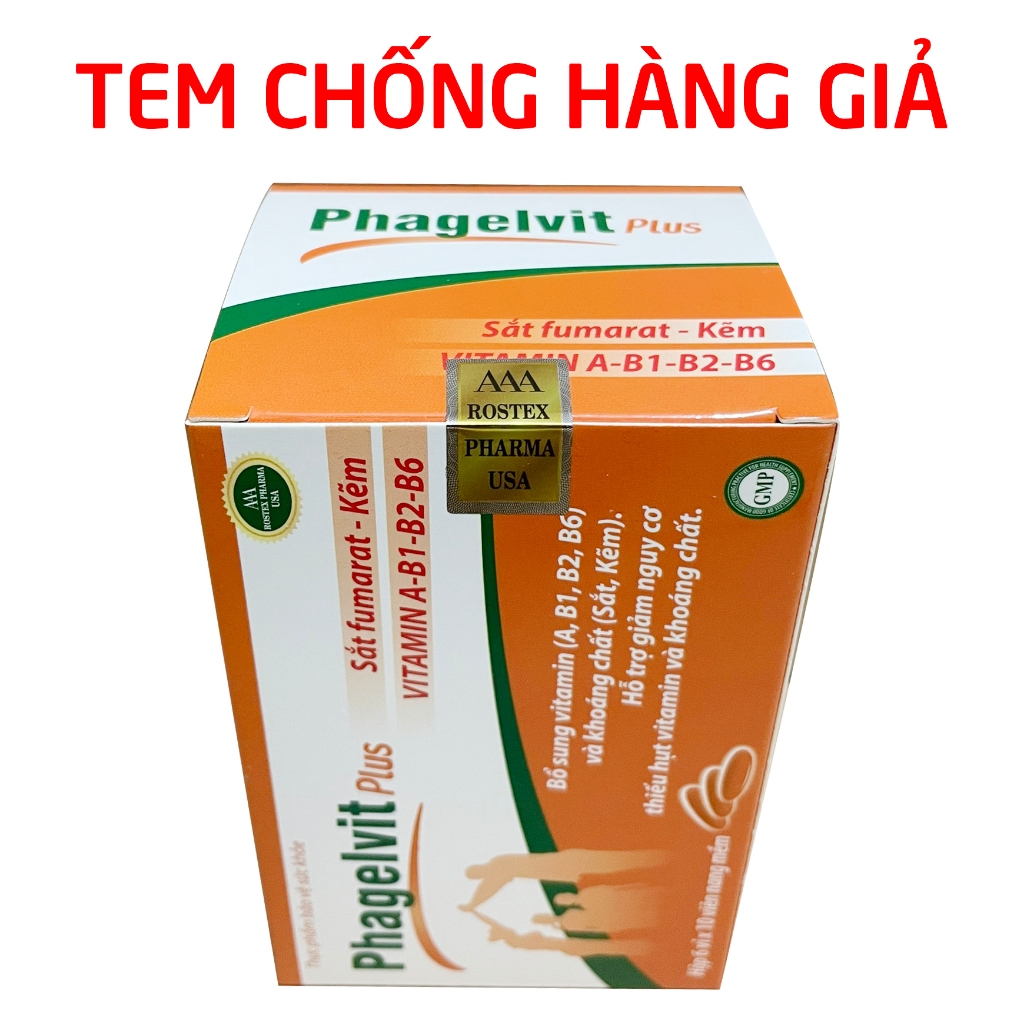 Vitamin tổng hợp và khoáng chất Phagelvit Plus (60 viên) tăng sức khỏe, sức đề kháng - Vỉ 60 viên