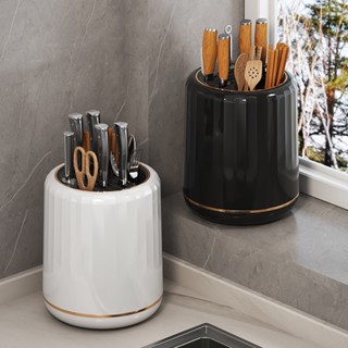 Hộp đựng dao kéo nhà bếp HOMELOVE Hộp đựng dao muỗng đũa xoay 360 độ đa năng có khay hứng nước vệ sinh