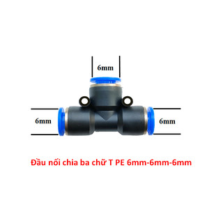 Đầu nối chữ T - đầu nối chia 3 PE cho hệ thống phun sương, khí nén