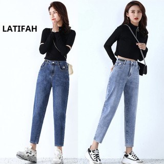 Quần baggy jeans nữ Latifah form rộng lưng thun gắn mạc đen QD008 ulzzang phong cách hàn quốc