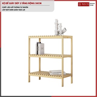 Kệ Để Giày 3 Tầng x 50cm  BELLEVIE Kệ Gỗ Decor Phong Cách Hàn Quốc Hiện Đại KT 50Cm x 26Cm x 63Cm