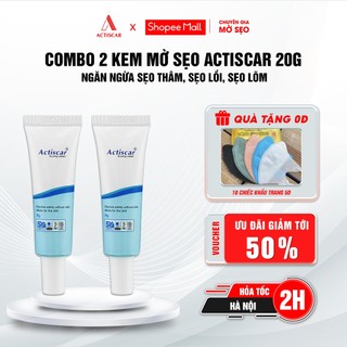 Bộ 2 kem xoá mờ sẹo actiscar làm mờ sẹo lồi/ thâm / rỗ / lõm / 20g