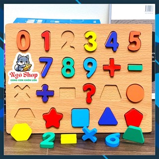Bảng 10 Số Và Hình Khối Nổi Bằng Gỗ