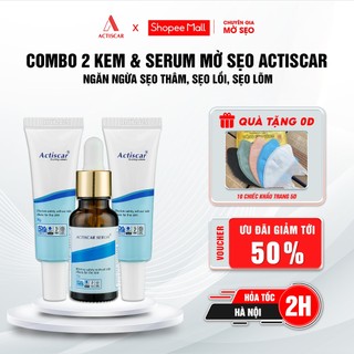 Bộ 2 Kem Xoá Sẹo + 1 Serum Actiscar Làm Mờ Sẹo Lồi/ Thâm / Rỗ / Lõm / 20g