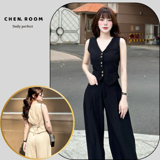Chenroom - Set áo vest gile Hannie và quần suông dài