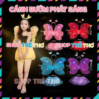 Cánh Bướm Phát Sáng Có Chân Váy Loại Đẹp 2 Lớp, Đồ Chơi Cho Bé Hóa Thân Thành Thiên Thần Xinh Đẹp Chơi Trung Thu