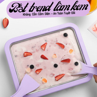 Máy làm kem cuộn mini tại nhà không dùng điện máy làm kem cuộn inox 304 không gỉ sét an toàn