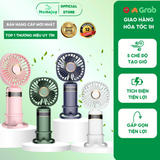 Quạt mini cầm tay tích điện gấp gọn DELADEP 5 tốc độ gió xoay linh hoạt 90 độ có dây đeo, pin lớn 10.000mAh QMN11