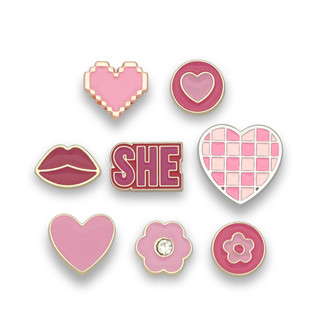 Charm CROCS JIBBITZ TONE ĐỎ HỒNG - Thiết Kế Năng Động Hợp Thời Trang Mới Phụ Kiện Khóa Kim Loại Gắn Dép crocs