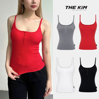 THEKIM Áo 2 dây bản nhỏ mở cúc ngực , áo tank top thun tăm hai dây nhỏ ( không mút ngực ) T292