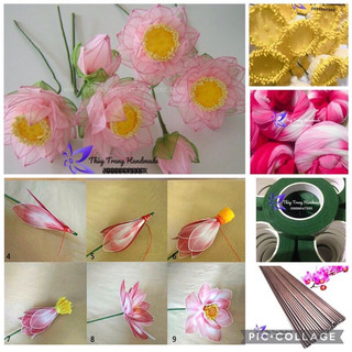 Tổng hợp nguyên liệu cần thiết làm HOA SEN bằng vải voan handmade