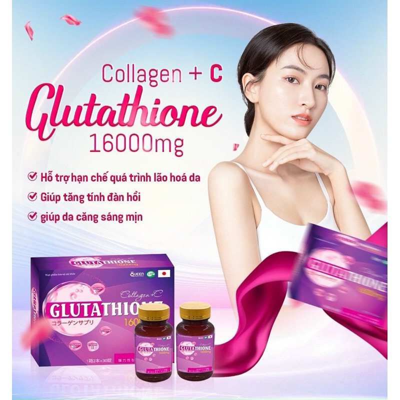 [Set 2 lọ] Viên Uống Trắng Da COLLAGEN GLUTATHIONE 16000mg - Giúp Trắng Da, Mờ Nám, Giảm Nhăn, Ngăn Ngừa Lão Hoá