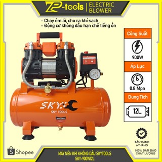 Máy nén khí mini không dầu gt90012l sky tools, máy nén 900w - dung tích bình 12l, máy nén khí siêu sạch