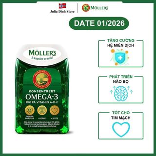Dầu cá Omega 3 và Vitamin A,D,E MOLLERS nội địa Na Uy - hộp 112 viên