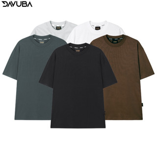 Áo thun gân tăm DAVUBA trơn cổ tròn nam nữ cộc tay SM081