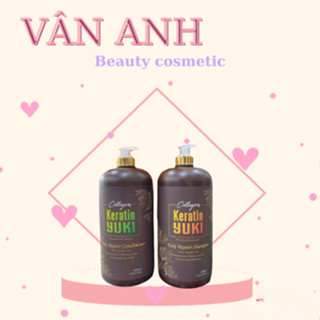  Cặp Dầu Gội Xả Collagen Keratin YUKI 2000ML | Giảm Rụng Tóc Kích Mọc Tóc Phục Hồi Tóc Hư Tổn Mềm mượt 
