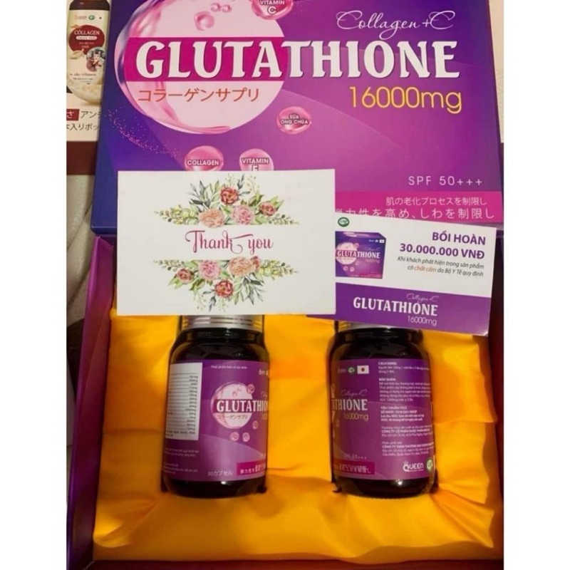 [Set 2 lọ] Viên Uống Trắng Da COLLAGEN GLUTATHIONE 16000mg - Giúp Trắng Da, Mờ Nám, Giảm Nhăn, Ngăn Ngừa Lão Hoá