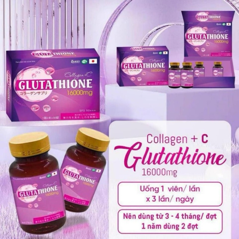 [Set 2 lọ] Viên Uống Trắng Da COLLAGEN GLUTATHIONE 16000mg - Giúp Trắng Da, Mờ Nám, Giảm Nhăn, Ngăn Ngừa Lão Hoá