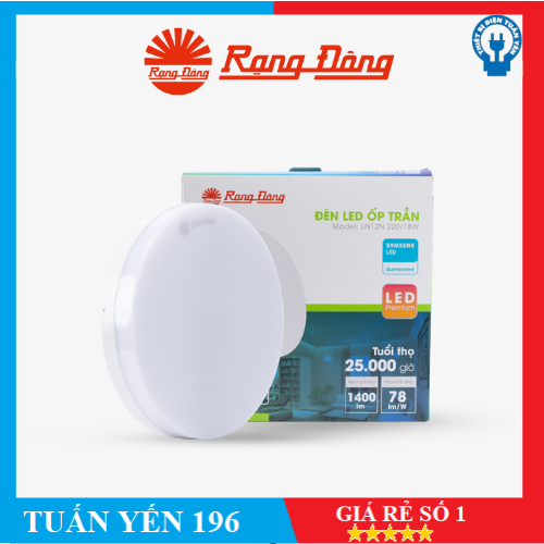 Đèn LED Ốp Trần Tròn Đế Nhựa Rạng Đông LN12N 220/18W/ NL12N 300/24W Ánh Sáng Trắng- Hàng Chính Hãng