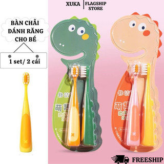 Set 2 bàn chải khủng long dễ thương cho bé , sét 2 bản chải xuka cho bé No8803