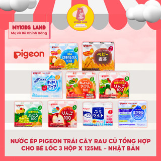 [DATE 2025] Nước ép Pigeon Nhật Bản Trái cây Rau Củ Tổng Hợp Cho Bé Lốc 3 hộp x 125ml