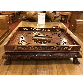Khay trà chân quỳ gỗ cẩm sang trọng