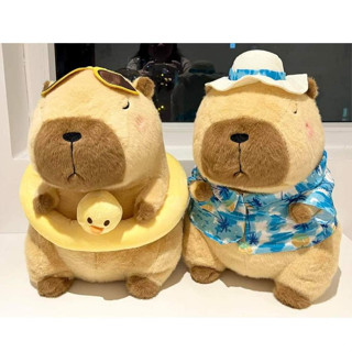 Gấu Bông Capybara Đi Biển Đáng Yêu, chuột lang capybara đeo phao vịt cute