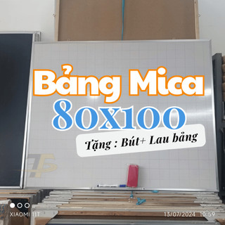 Bảng mica trắng viết bút lông 80 x 100cm - Tặng Bút lông & Lau bảng