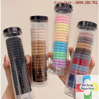 Hộp 20 chun cột tóc nhiều màu sắc dễ thương, thun cột tóc kèm ống đựng trong suốt