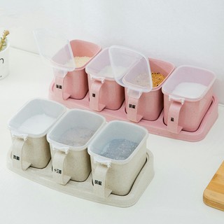 Hộp đựng gia vị ⭐FREESHIP⭐ Set Hộp Đựng Gia Vị Đa Năng 3 Ngăn, 4 Ngăn Có Khay An Toàn Sạch Sẽ Cho Nhà Bếp