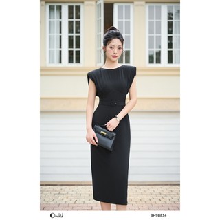 Đầm lụa sát nách cổ tròn phối đai eo thanh lịch Orchid - BH9B834
