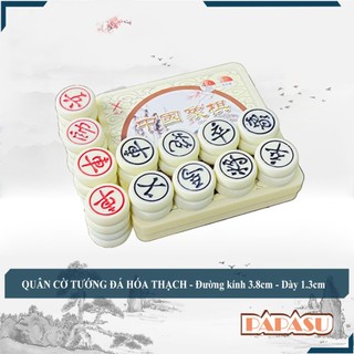Quân Cờ Tướng Đá Ngọc Hóa Thạch Siêu Bền - Đường kính 3,8cm,dày 1,3cm - Chống mài mòn, gõ đập thoải mái