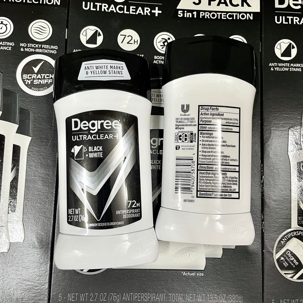 Lăn Khử Mùi Cho Nam Degree Men Black & White UltraClear 76g