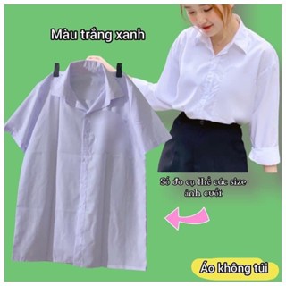 Áo sơ mi trắng học sinh nam tay ngắn, đồng phục đi học cho trai và gái vải KT Silk mềm mướt
