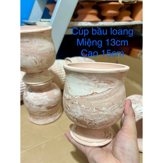 Chậu đất nung cúp bầu loang 13x15cm - chậu đất nung cúp loang miệng 13cm