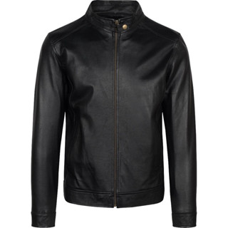 Áo khoác da nam, áo da thật cao cấp Racer Jacket Da Bò Khuy Cổ Fttleather - AD202B