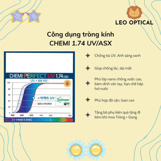  Tròng kính CHEMI X LEO siêu mỏng cận loạn cao chống uv ánh sáng xanh chống xước vân tay hơi nước 