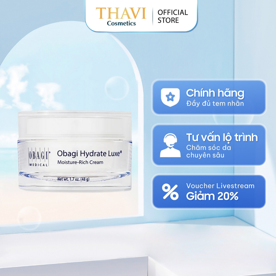 Kem Dưỡng Ẩm Giàu Dưỡng Chất Giữ Ẩm Suốt 8 Giờ Obagi Hydrate Luxe Moisture-Rich Cream 48g