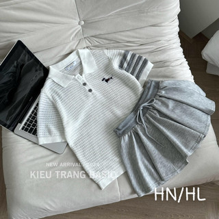 Set thome áo polo chân váy ghi