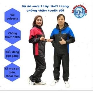 Áo Mưa Bộ 2 Lớp: Chất Liệu Vải Dù Chống Nước Tốt, Độ Bền Cao, Sự Lựa Chọn Hoàn Hảo cho Mùa Mưa!"