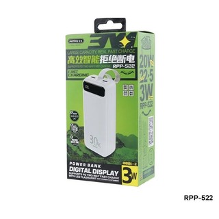 Pin dự phòng remax rpp 522 30000mah 2 cổng usb qc3.0 22.5w và typec pd công suất 20w tích hợp đèn pin