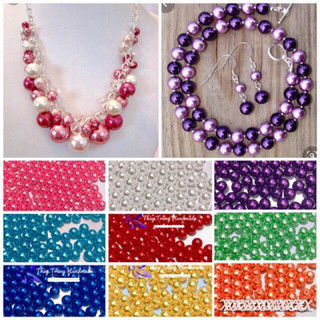 40 viên hạt bẹt, hạt trai cỡ 6mm, 8mm (có 14 màu) làm vòng tay, trang sức, đồ thủ công handmade