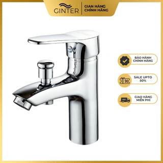 Vòi chậu liền sen, sen tắm kèm vòi lavabo nóng lạnh chất liệu đồng mạ crom cao cấp GINTER GT5323