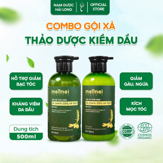 Combo gội xả thảo dược Meimei kiềm dầu: sả, chanh, gừng, hà thủ ô 500ml